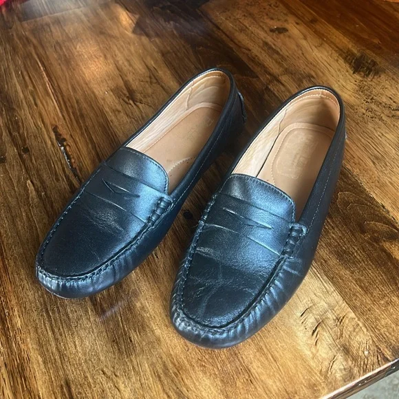 Flag LTD. Women's 8.5 Black Morgan Leather Penny Loafer Moccasins Like New - Picture 4 of 10